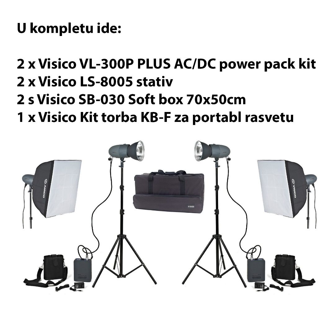 Visico VL-300 Softbox kit (Baterijsko napajanje) - 1